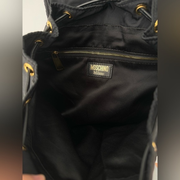 Moschino Couture Black Nylon Leather Gold Chain Backpack main image 6